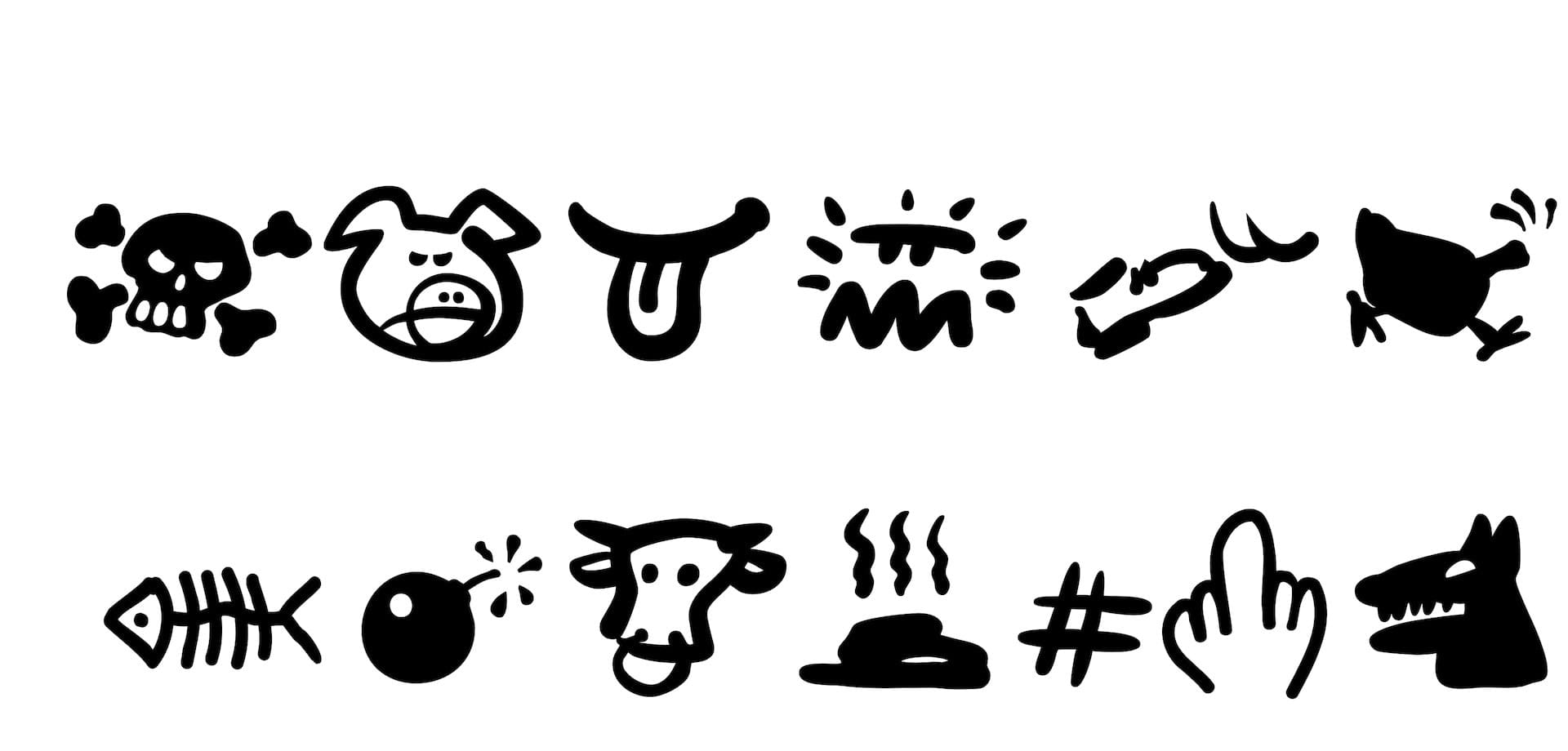 Derbe Symbole aus der Schriftfamilie HardTalk