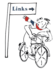 Radfahrer mit Links-Schild