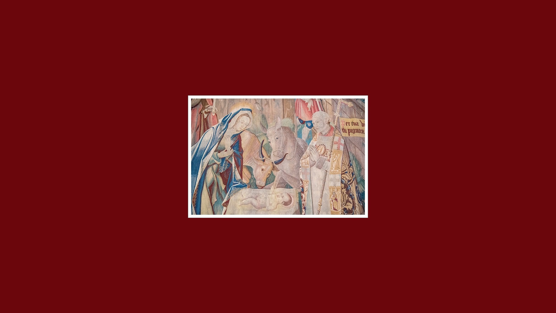 Die Geburt Jesu – Detail eines franzosischen Wandteppichs.